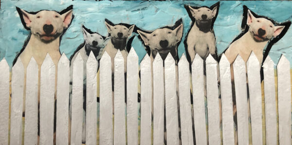 Fenced Bull Terriers Original Painting