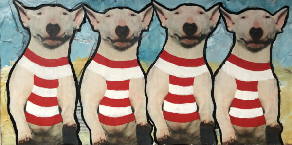 Four Bull Terriers in Shirts Original Painting