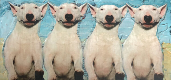 Four Bull Terriers in a Row Original Painting