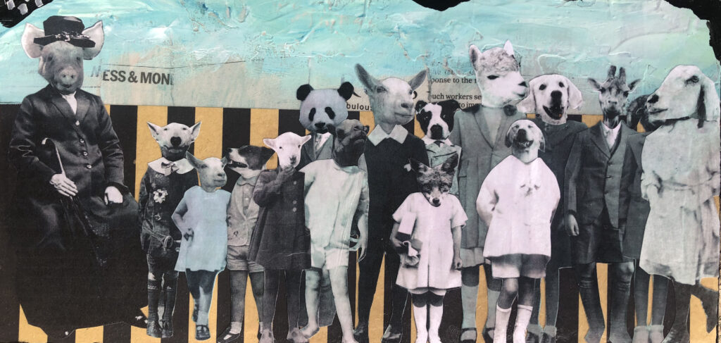 Miss Piggy's Class An original anthropomorphic painting