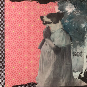 Bedtime Prayers. She's praying for a baby brother, but she knows that's unlikely since her parent are really getting up there in age (56 in dog years). An original anthropomorphic painting