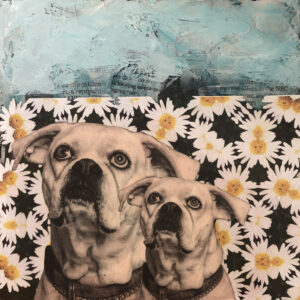 Daises - they are really two bulldogs sitting in a field of Daisies. The name is a bit misleading and it seems like it's two dogs both named Daisy. An original anthropomorphic painting