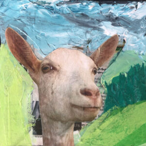 The Goat. A proud day for the goat. He's placed first in the annual pie eating contest. An original anthropomorphic painting (although you can't see that he's dressed in his Sunday best)