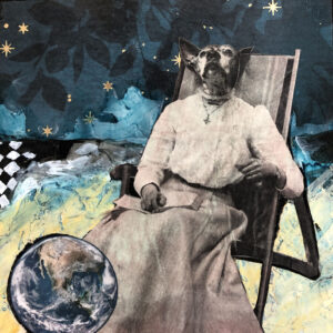 Night Beach. Lulu waits on the beach at night perhaps thinking of Iggy and how much she truly misses him. An original anthropomorphic painting