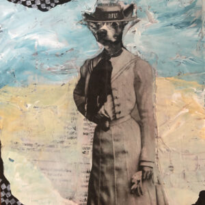 Lulu Suffragette. She's never been sure why she's been fully dressed on the beach. But she's happy and feels as if she's making a difference. An original anthropomorphic painting