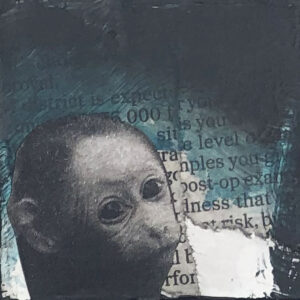 Baby Monkey Girl Original Tiny Painting 2" x 2"