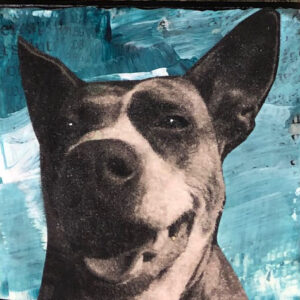 Big Lulu So Happy about Things to Come Original Tiny Painting 2" x 2"