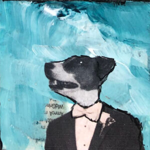 Charlie Back from the Dance with Blanche Original Tiny Painting 2" x 2"