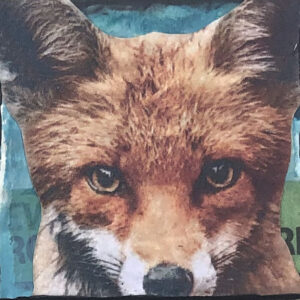 Fox, Back from a Day with the Chickens Original Tiny Painting 2" x 2"