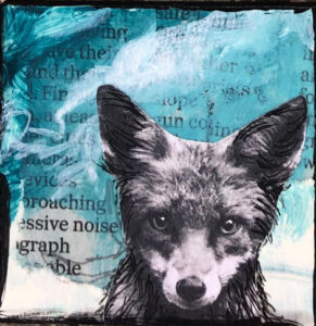 Foxy Magee Remembered the Chickens Original Tiny Painting 2" x 2"