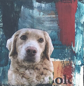 Golden Retriever Waiting for You Original Tiny Painting 2" x 2"