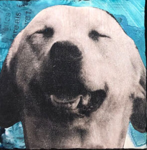 Happy, Happy Dog Original Tiny Painting 2" x 2"