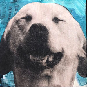 Happy, Happy Dog Original Tiny Painting 2" x 2"