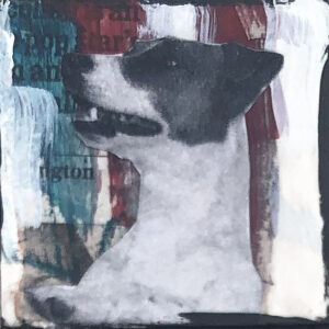 Jack Russell He Knows What He Did Original Tiny Painting 2" x 2"