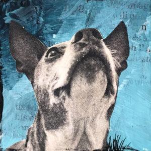 Lulu Longing for Him to Come Home Original Tiny Painting 2" x 2"