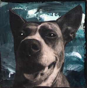 Lulu at Midnight Waiting for Him Original Tiny Painting 2" x 2"